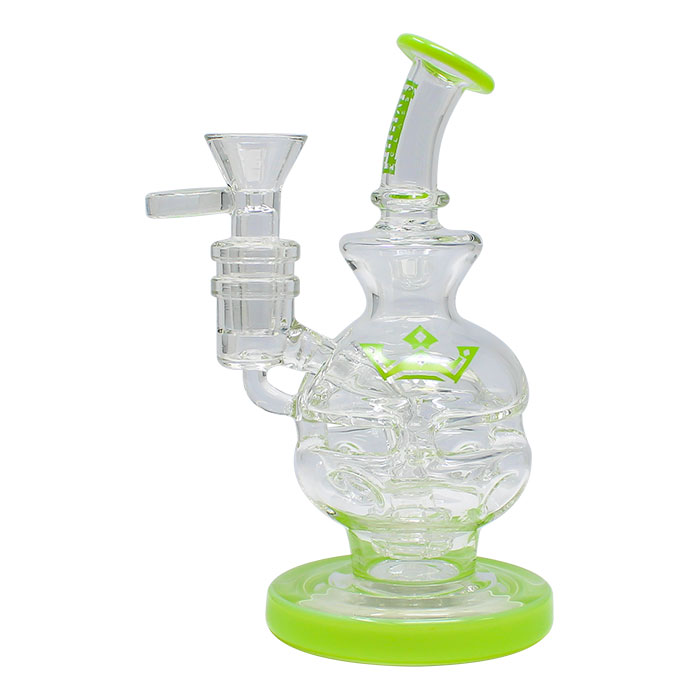 Green Crown Glass Bong and Dab Rig 6 Inches