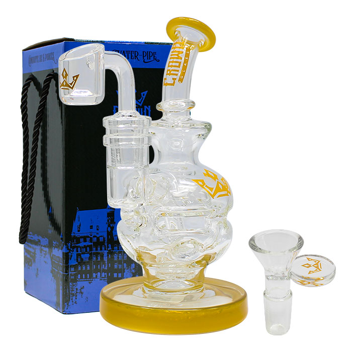 Yellow Crown Glass Bong and Dab Rig 6 Inches