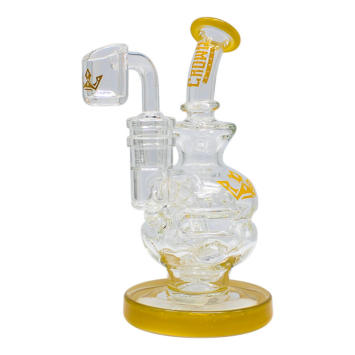 Yellow Crown Glass Bong and Dab Rig 6 Inches