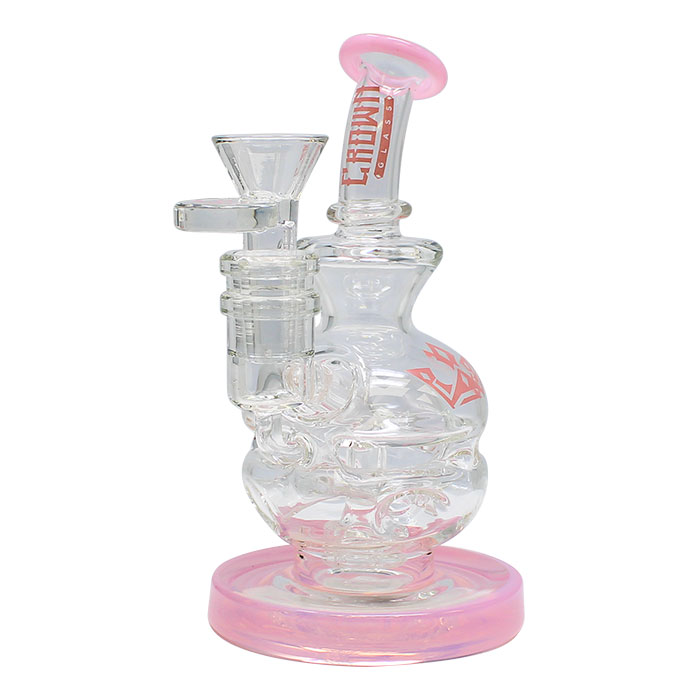 Pink Crown Glass Bong and Dab Rig 6 Inches