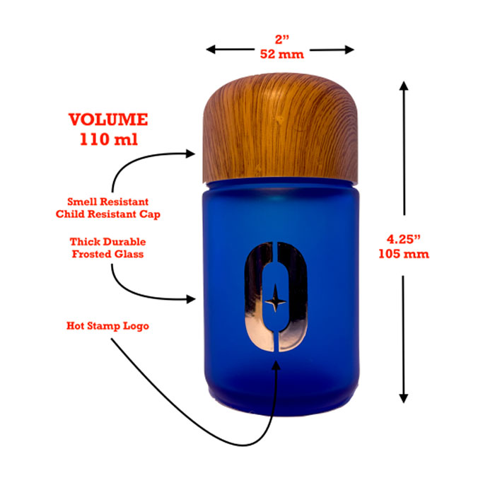 Child Resistant Lid Blue Storage Jar