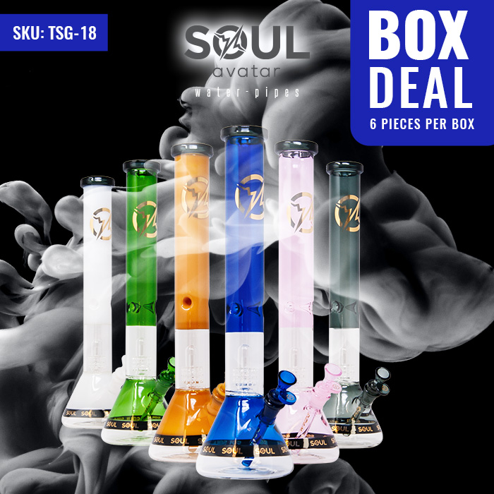 Assorted Color Soul Glass Avatar Series 18 Inches Bong Deal of 6
