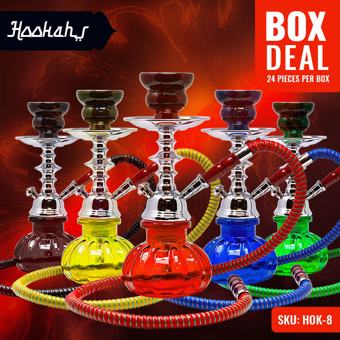 Assorted Color Glass Hookah 11 Inches Deal of 24