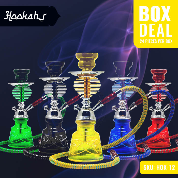 Assorted Color Frustum Glass Hookah 12 Inches Deal of 24