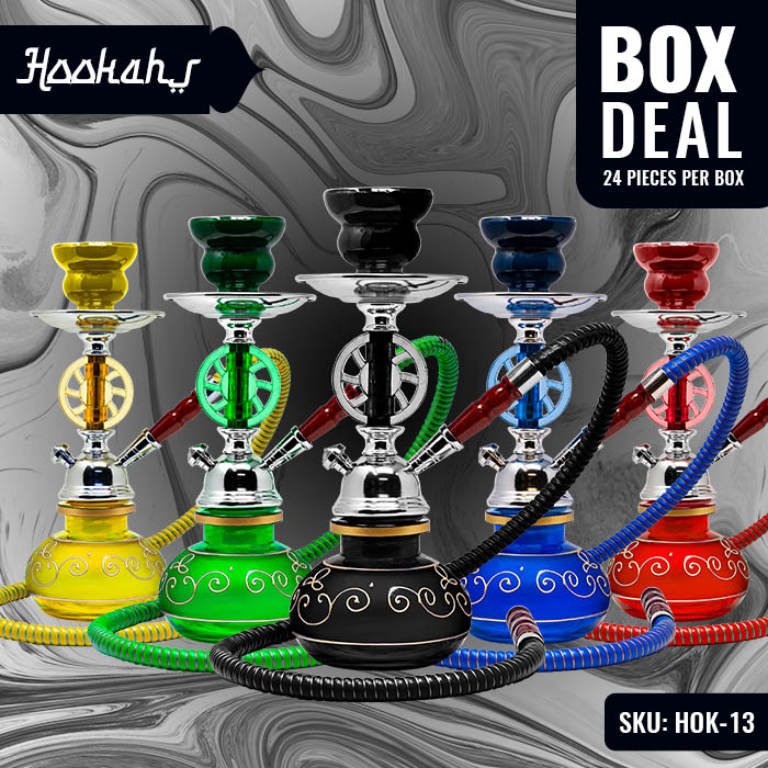 Assorted Color Wheel Design Glass Hookah 11 Inches Deal of 24