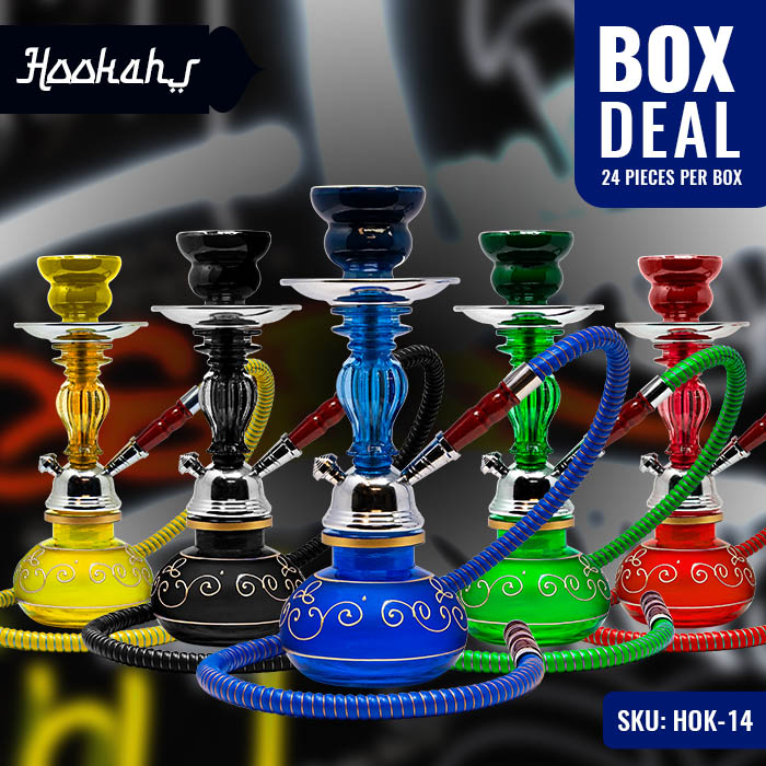 Assorted Color Floral Design Glass Hookah 11 Inches Deal of 24