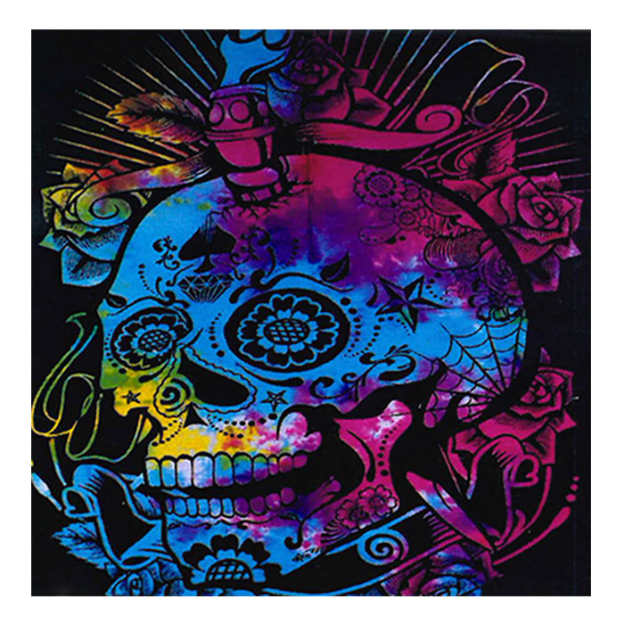 Cotton Tie Dye Death Protection And Bravery Skull Dragon Art Wall Flag