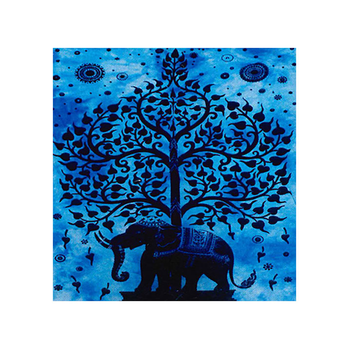Cotton Blue Indian Elephant Meditation Psychedelic Wall Art