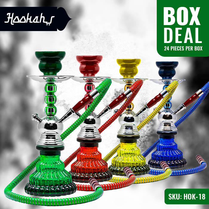 Assorted Color Metal Ball Green Hookah 12 Inches Deal of 24