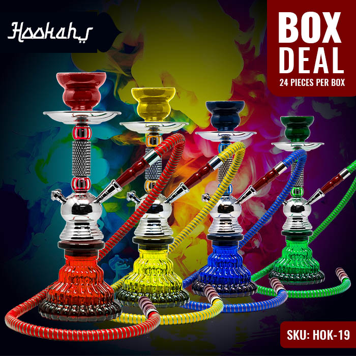 Assorted Color Beaded Design Green Hookah 12 Inches Deal of 24
