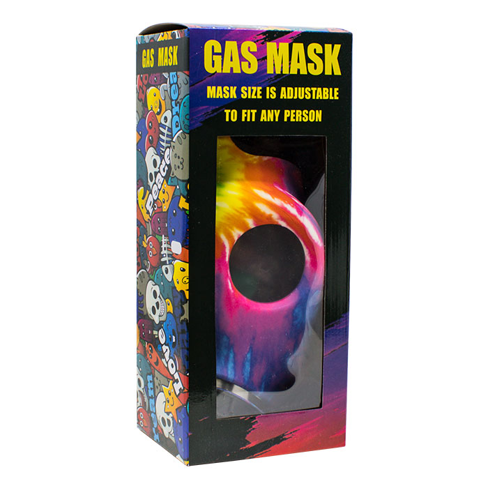 Tie Dye Silicone Colored Gas Mask with Orange Acrylic Bong