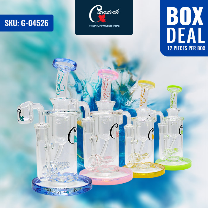 Assorted Color Cannatonik Glass Bong and Dab Rig 7 Inches Deal of 12