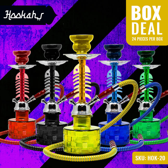 Assorted Color Fish Bone Glass Hookah 12 Inches Deal of 24