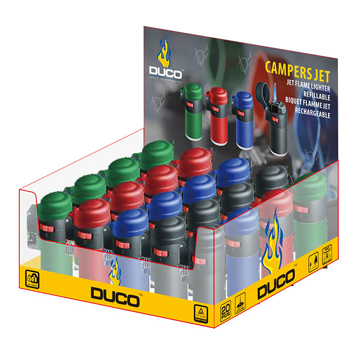 Duco Campers Jet Solid Rubberized Lighter Display Of 20