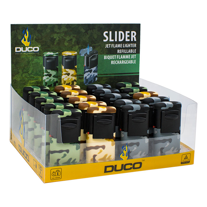 Duco Slider Camouflage Series Lighter Display Of 20