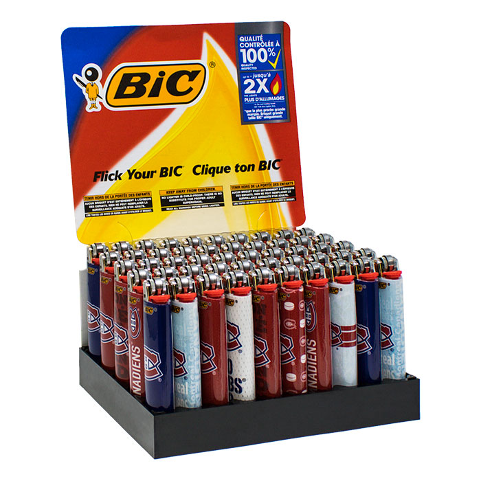 Bic Assorted Colored Montreal Hockey Lighters Display of 50