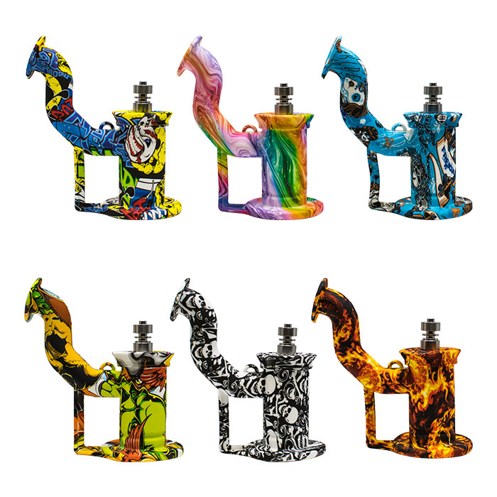 Assorted Graphical Silicone dab rig with Titanium Nail 6 Inches Assorted Graphical Silicone dab rig with Titanium Nail 6 Inches
