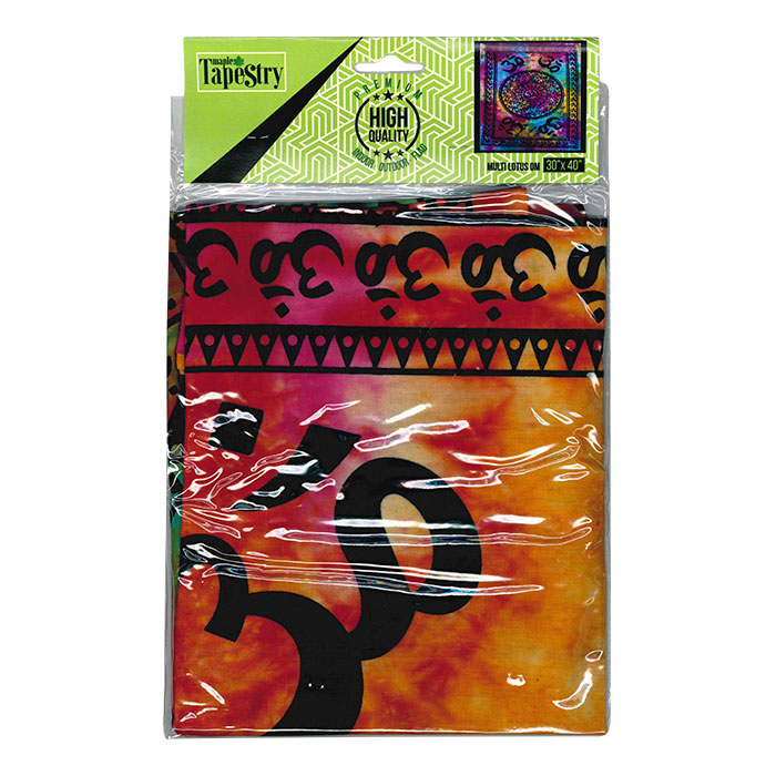 Celtic Trinity Knot Tie and Dye Om Shanti Mantra on Lotus Mandala Cotton Flag