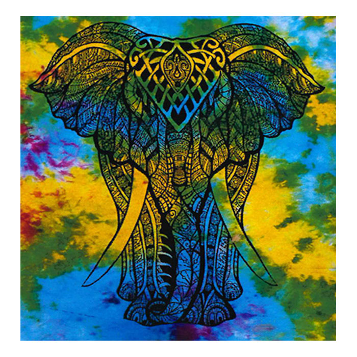 Tie and Dye Bohemian Indian Psychedelic Elephant Flag