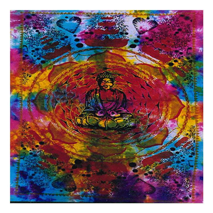 Tie Dye Buddha in Dharma Chakra on Lotus Flower