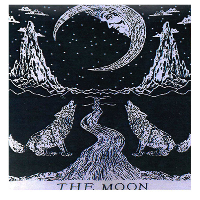 Grey Scale the Moon Tarot Card Design Flag