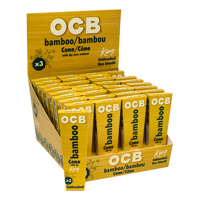 OCB Bamboo Cone King Size Display of 32
