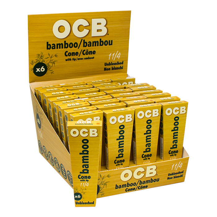 OCB Bamboo Cone 1.25 Size Display of 32
