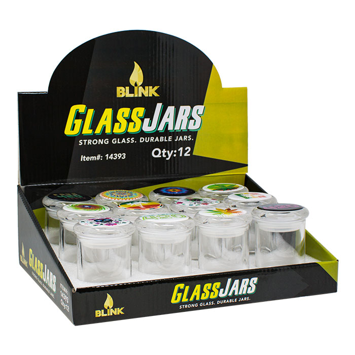 Blink Storage Glass Jars Glass Top 4gm Display of 12