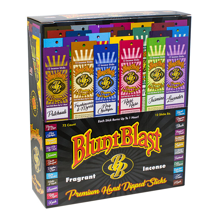 Blunt Blast Premium Hand Dipped Incense Sticks Display of 72