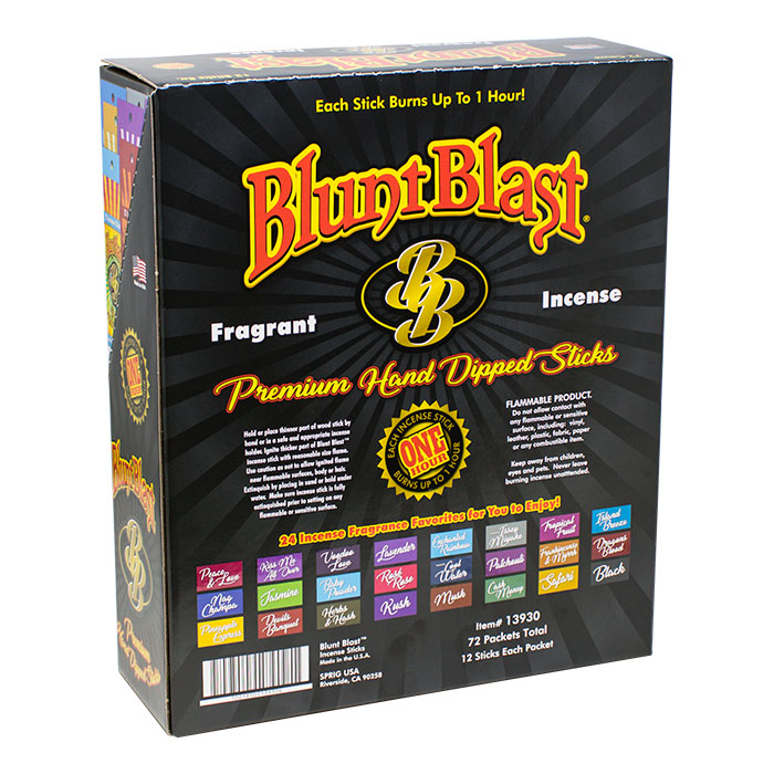 Blunt Blast Premium Hand Dipped Incense Sticks Display of 72