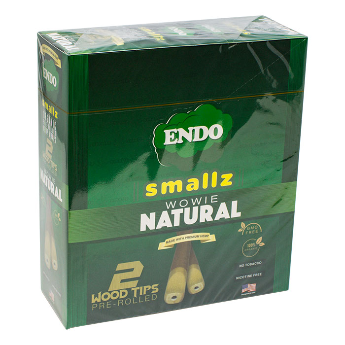 Endo Organic Wowie Natural Pre-Rolled Hemp Wraps Display of 15