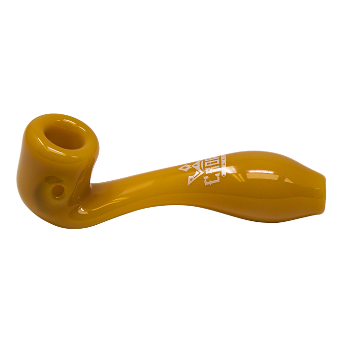 Jade Yellow Crown Glass Sherlock Pipe 4 Inches