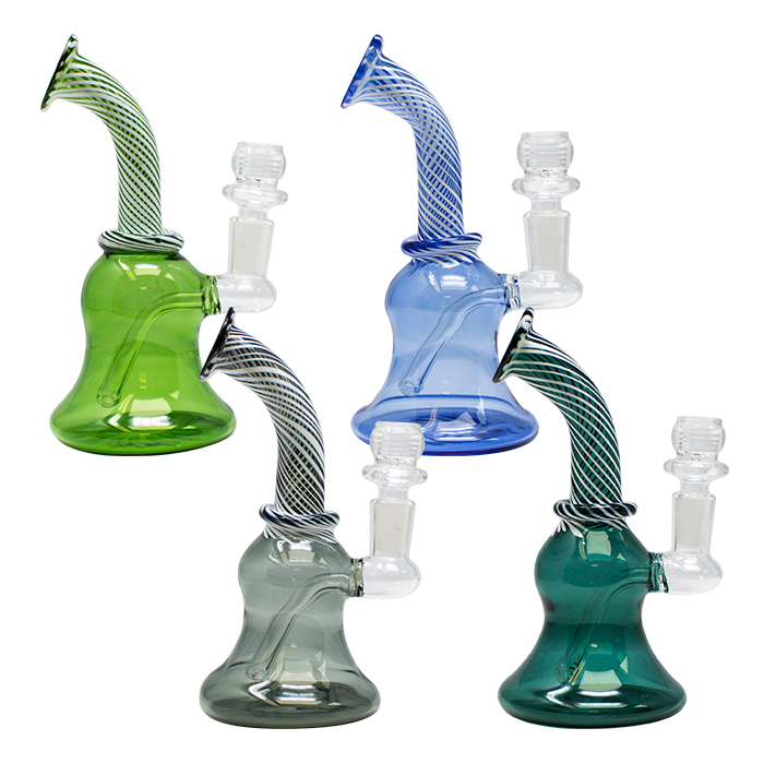 Assorted Color Striped  7 Inches Glass Bongs