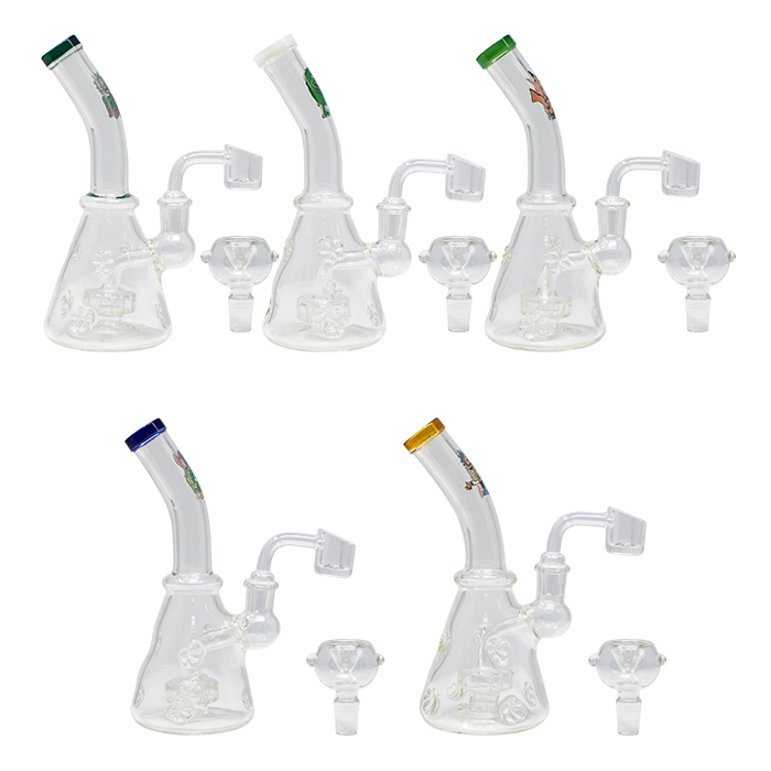 Assorted Cartoon Character 7 Inches Glass Dab Rig and Bong