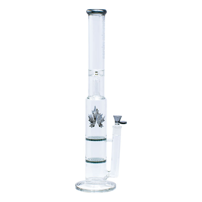 Grey Maple Glass Double Honey Comb Bong With Splash Guard