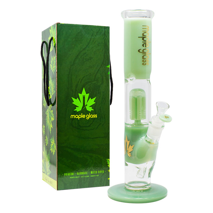 C Green Maple Glass Tree Percolator Bong 13 Inches