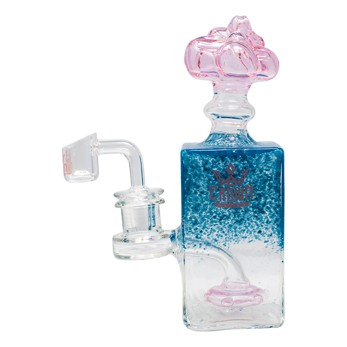 Pink Crown Glass Perfume Shaped 7.5 Inches Glass Dab Rig and Bong