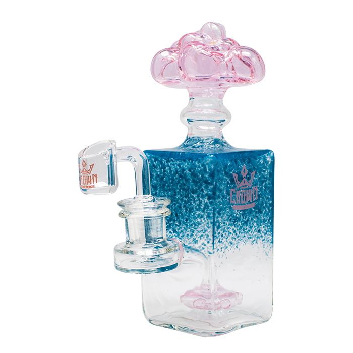 Pink Crown Glass Perfume Shaped 7.5 Inches Glass Dab Rig and Bong