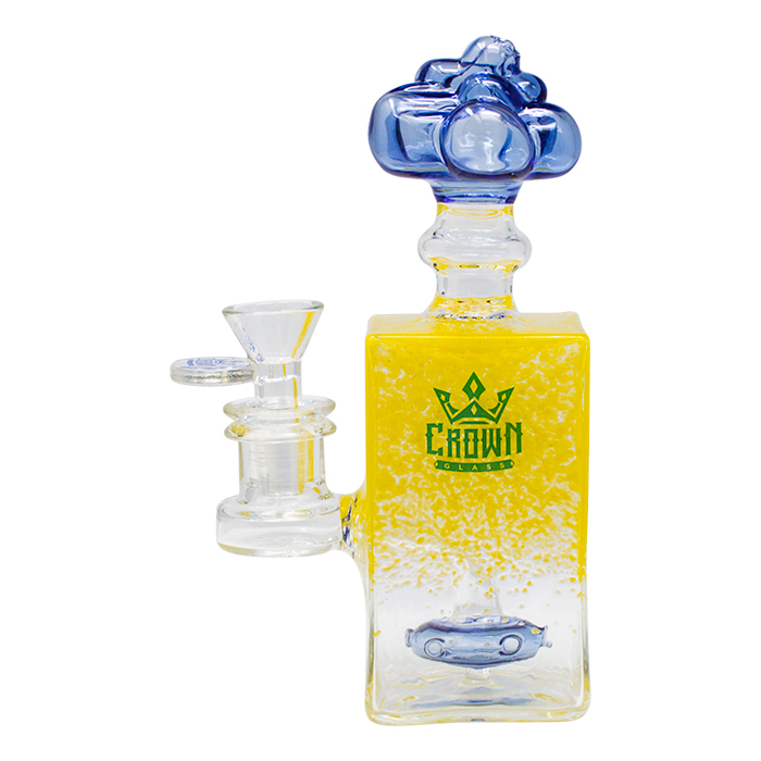 Light Blue Crown Glass Perfume Shaped 7.5 Inches Glass Dab Rig and Bong
