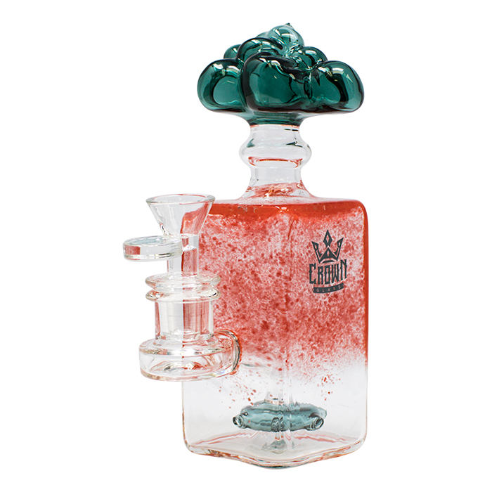 Teal Crown Glass Perfume Shaped 7.5 Inches Glass Dab Rig and Bong