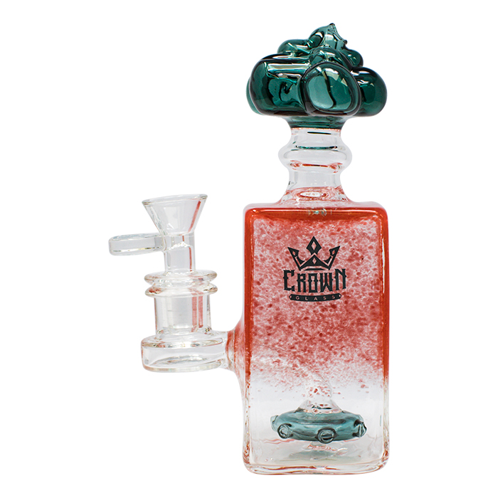 Teal Crown Glass Perfume Shaped 7.5 Inches Glass Dab Rig and Bong
