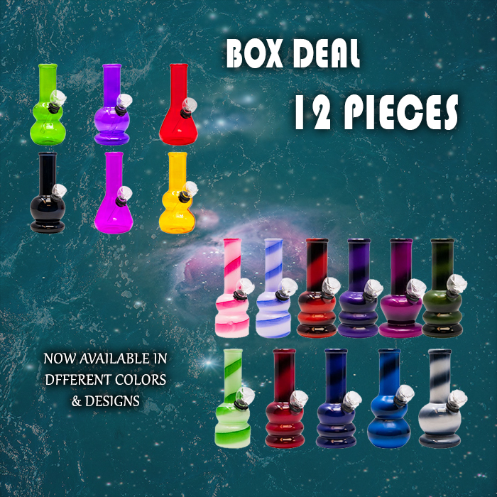 Assorted Color Mini Glass Beaker Bong 5 Inches Deal of 12