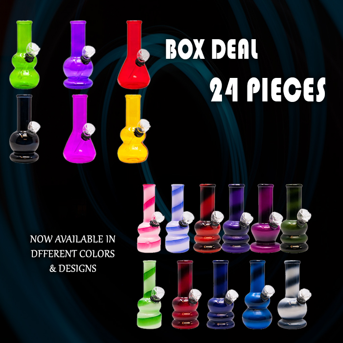 Assorted Color Mini Glass Beaker Bong 5 Inches Deal of 24