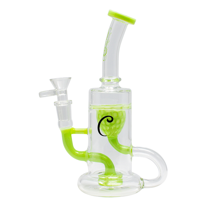 Green Cylindrical Shape 8.5 Inches Cannatonik Glass Dab Rig and Bong