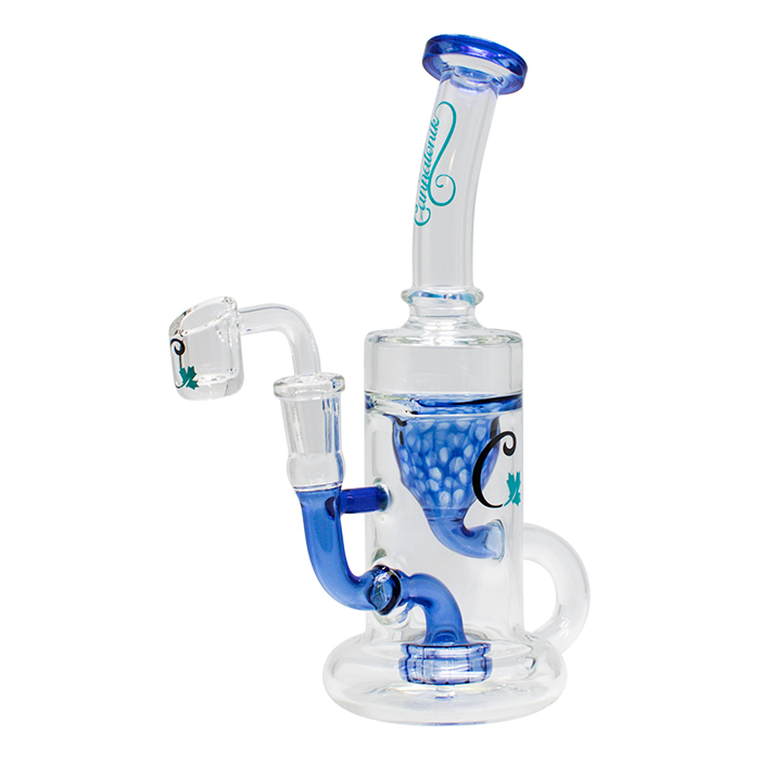 Blue Cylindrical Shape 8.5 Inches Cannatonik Glass Dab Rig and Bong