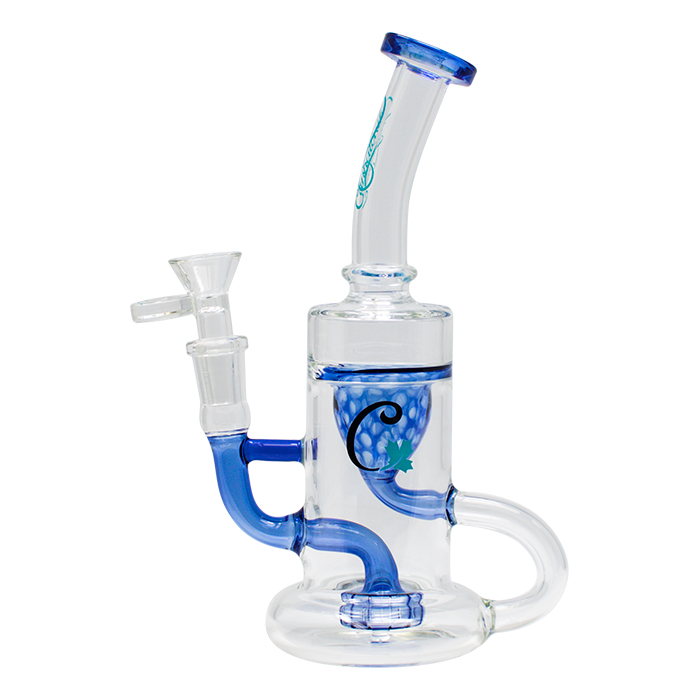 Blue Cylindrical Shape 8.5 Inches Cannatonik Glass Dab Rig and Bong