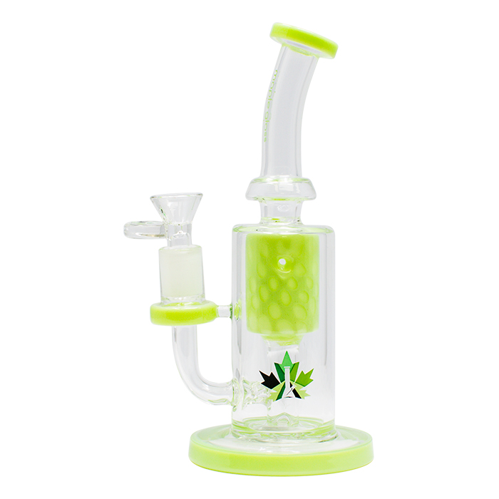 Green Honeycomb 8 Inches Glass Dab Rig and Bong by Maple Glass