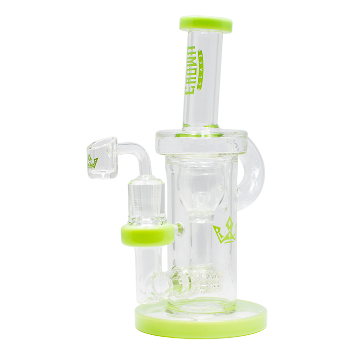 Green Crown Glass 10 Inches Glass Dab Rig and Bong with Handle