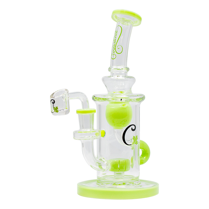 Green 8.5 Inches Borosilicate Bent Neck Glass Dab Rig and Bong by Cannatonik