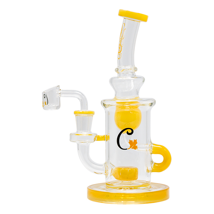 Yellow 8.5 Inches Borosilicate Bent Neck Glass Dab Rig and Bong by Cannatonik